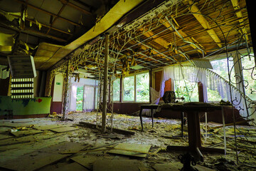 old dining room in decay