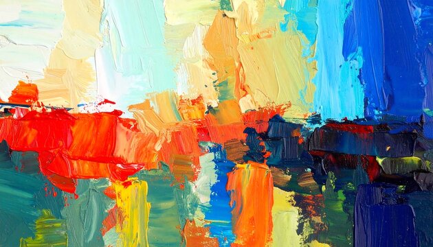 Vibrant, impasto oil painting with bold strokes and a diverse color palette