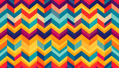 Abstract Chevron Pattern in Multiple Colors Forms Dynamic Geometric Design with Zigzag Repeating Shapes