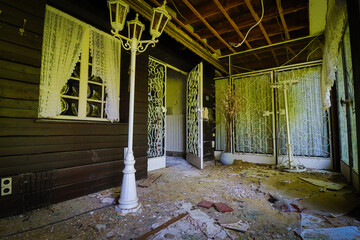 vintage entrance of an abandoned Motel