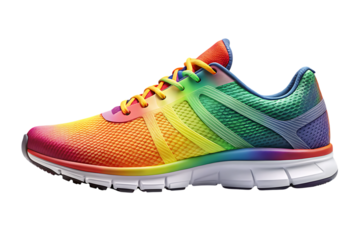 Colorful Cool Running Sneakers Mockup – Isolated on White Background – PNG – GENERATIVE AI