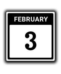 black calendar icon February month date 3