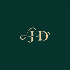 organic curve wedding monogram initial logo design letter elegant style with wavy line JD