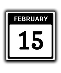 black calendar icon February month date 15