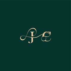 organic curve wedding monogram initial logo design letter elegant style with wavy line JC