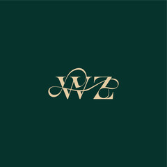 WZ letter elegant style with wavy line organic curve wedding monogram initial logo design