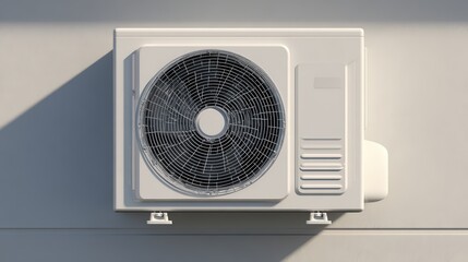 White Air Conditioner Outdoor Unit Mounted on Wall isolated on a transparent background