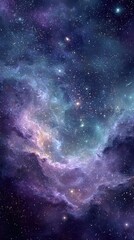 Fototapeta premium Cosmic nebula swirls in deep violet and pale hues