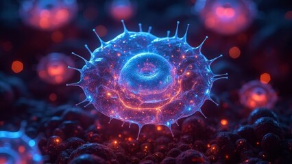 Red Blue Technology Cell Scene