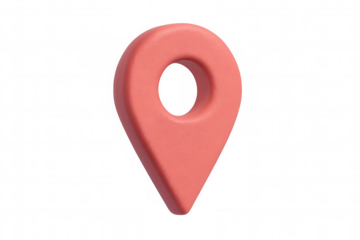 Red location pin symbolizing gps, navigation, and position tracking, isolated on a transparent background for easy integration into various projects