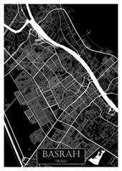 Basrah Iraq City Street Map. abstract city banner, colorful urban paint, abstract watercolor, downtown