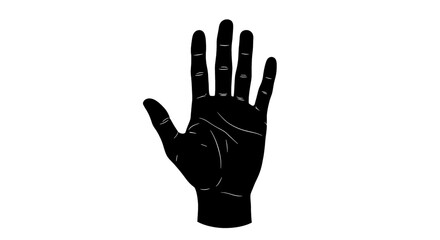 Obraz premium Silhouette illustration of a human hand with fingers spread against a white background space provided
