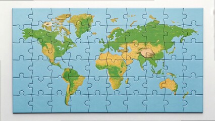 Detailed Puzzle Map Featuring Missing Countries in Gigapixel Quality