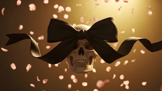 Skull with black bow decorated