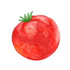 Illustration of red tomato isolated on white background Crayon drawing