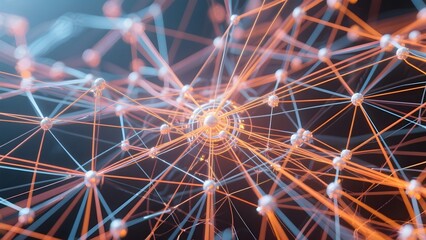 Interconnected Nodes and Lines Forming a Complex Network Structure