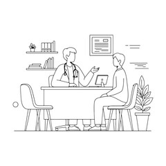 Obraz premium Doctor's Chamber and Clinical Environment: A doctor consulting a patient in his office, which can be used to refer to healthcare, medical, and professional clinical environments.