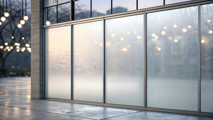 Frosted glass panels with blurred bokeh lights and concrete floor full hd 4k stock image download texture