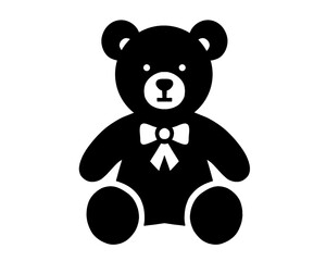 Black teddy bear silhouette, icon isolated on white background
