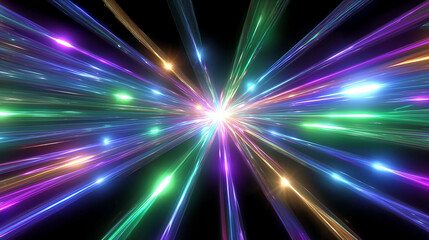 Obraz premium Colorful Light Burst with Speed Motion Effect on Black Background
