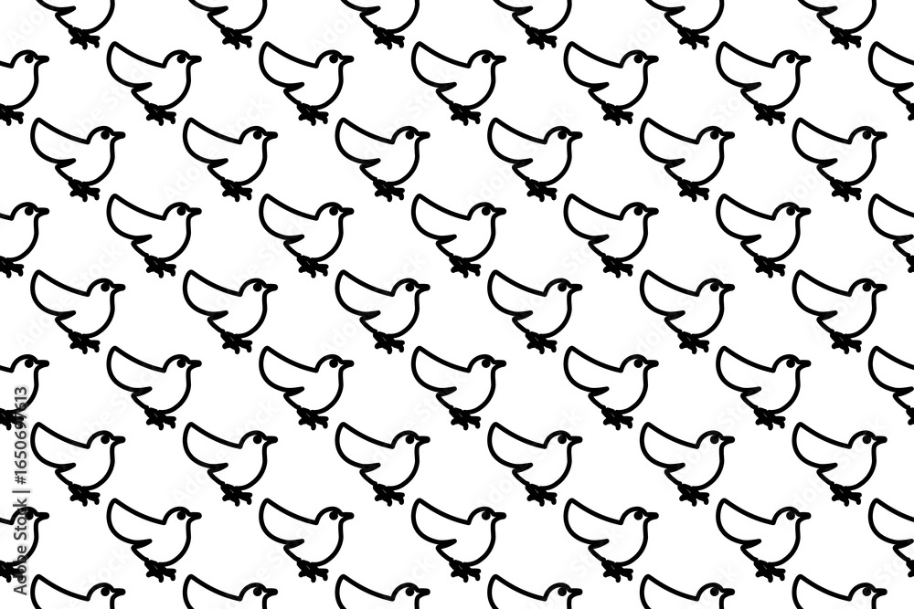 Poster seamless pattern completely filled with outlines of bird symbols. elements are evenly spaced. illust