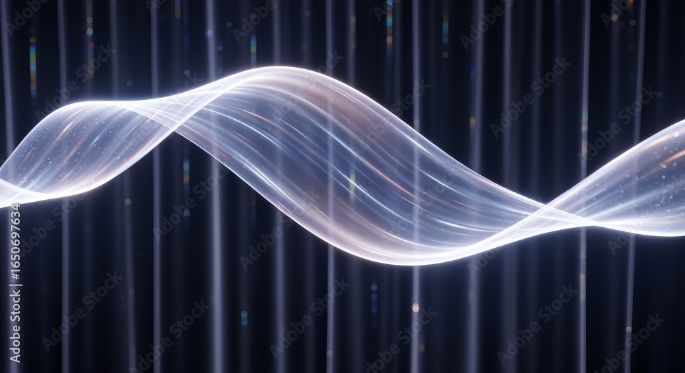 Aufkleber abstract white wave flowing against a backdrop of dark vertical lines creating a modern design look