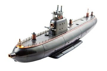Fototapeta premium Miniature Submarine – Isolated on White Background – PNG – GENERATIVE AI