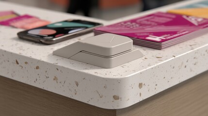 Innovative payment technology retail store product display modern environment close-up view future of transactions