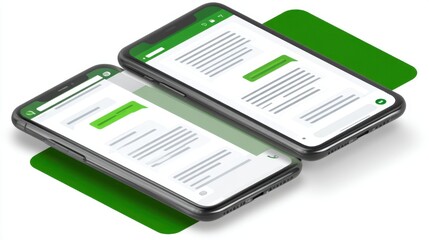 Messaging action on smartphones digital communication texting modern environment close-up view technology dynamics