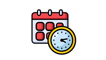 Schedule Icon Animation with Calendar and Clock