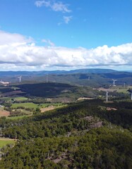 Naklejka premium Scenic wind farm nestled in valley