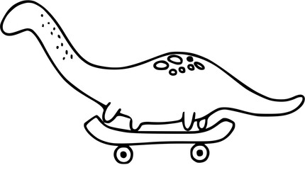 Cute Cartoon Dinosaur Outline 