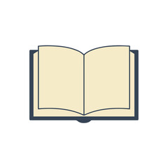 Vector illustration of an open book with blank pages, symbolizing reading, learning, and knowledge