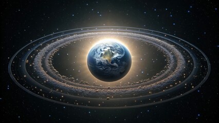 Glowing Debris Orbiting Earth in Outer Space with Gigapixel Clarity