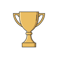 Vector illustration of a golden trophy icon with handles, symbolizing achievement, success, and competition. Simple, flat design with bold lines and a minimalist style