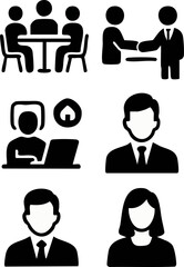 Business People and Office Work Icon Set.