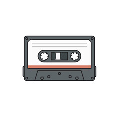 Cassette Tape Retro Music Audio Vintage Recording Media Cartoon Vector Icon Illustration. Vintage Objects Icon Concept Isolated Premium Vector. Flat Cartoon Style