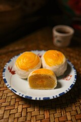 Chinese pastry bun,Stuffed pastry in ceramic plate