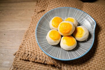 Chinese pastry bun,Stuffed pastry in ceramic plate