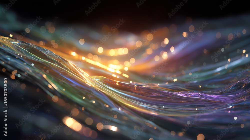 Aufkleber illuminated fibers: a vibrant display of flowing fibers, interwoven with bursts of luminous light an
