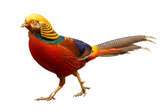 Colorful exotic bird with vibrant plumage and detailed feathers on black background