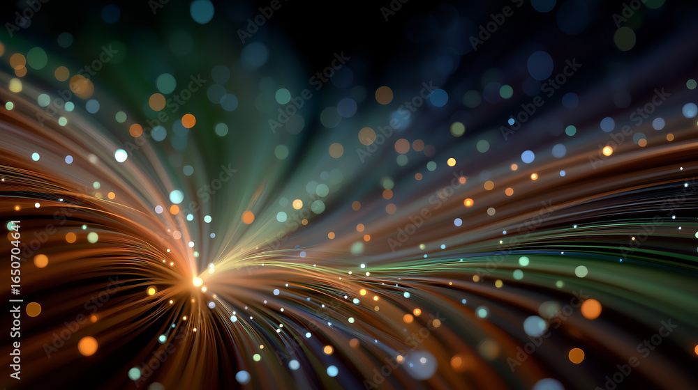 Poster abstract fiber optic: a vibrant and dynamic image of fiber optic light streams, exploding with energ