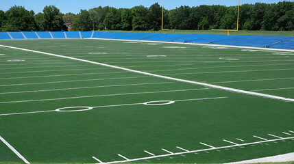 Empty Football Field lacrosse field on a sunny day