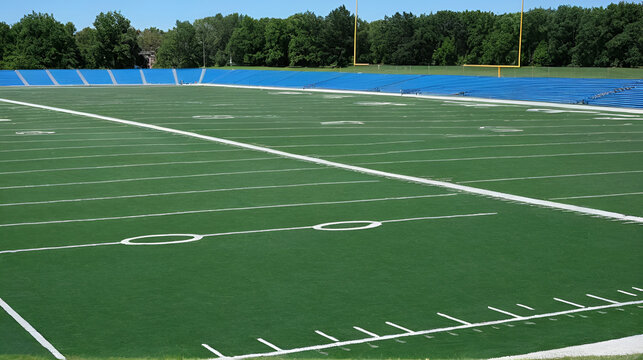 Empty Football Field lacrosse field on a sunny day