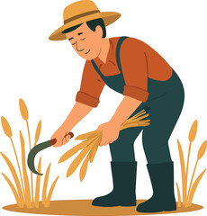 Farmer harvesting crops by hand Illustration