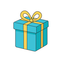 Gift Box Bow Present Celebration Surprise Cartoon Vector Icon Illustration. Miscellaneous Objects Icon Concept Isolated Premium Vector. Flat Cartoon Style