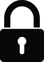 Padlock Black Silhouette Icon with Keyhole Detail on Transparent Background