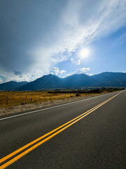 Mountains and Empty scenic highway in Nevada, USA. High quality photo