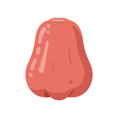 Red Water apple Bell Shape Cartoon Vector Icon Illustration. Tropical Fruit Concept Isolated Premium Vector. Flat Cartoon Style