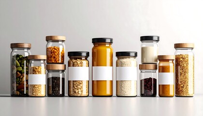 Glass Jars with Spices, and Food Storage.